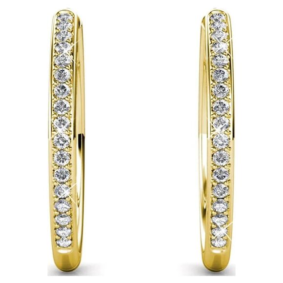 Cate & Chloe Bianca 18k Yellow Gold Plated 25mm Hoop Earrings with Swarovski - Picture 2 of 4